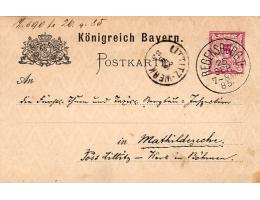 NĚMEC KONIGREICH BAYERN POSTKARTE REGENSBURG  LITTITZ 1885
