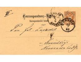 R-U CORRESPONDENZ KARTE CHRUDIM-KREMSIER KROMĚŘÍŽ 1888