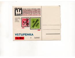 vstupenka na výstavu známek Praga r.1968,O12/219