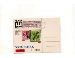 vstupenka na výstavu známek Praga r.1968,O12/246
