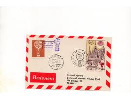 dopisnice Praga 2.let balonem Milín-Dobříš r.1968,O12/264