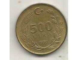 Turkey 500 lira, 1990 (A19)