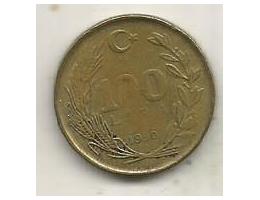 Turkey 100 lira, 1990 (A19)