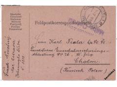 FELDPOST OSTRAVA DO CHOLMU=FIALA Z FRENŠTÁTU=rok1918?*c10525