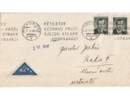 1949 Praha 022 SPR Pětiletce vzornou práci sjezdu strany dop