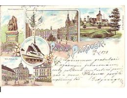 PARDUBICE = LITOGRAFIE + KOLÁŽ =rok 1898*a==2819