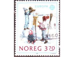 Norsko 1989 Dětské hry, stavění sněhuláka, Europa CEPT, Mich