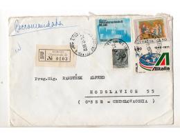 obálka doporučeně Itálie r.1972  4 známky,O9/763a