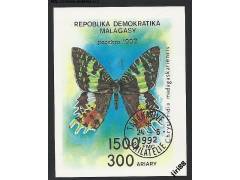 Malgašská rep. o r.1992 - aršík - fauna - motýli