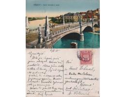 Rak.Uh. 1918 Přerov - Nový betonový most, barevná pohlednice