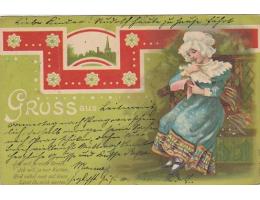 HEZKÁ ŽENA = SECESE = LITOGRAFIE=rok1900*kc2522