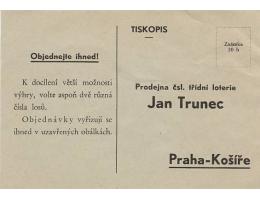 REKLAMA LOTERIE TRUNEC PRAHA /rok1935*c4841