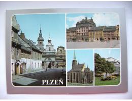 Plzeň stará ulice obchody park fontána náměstí 1986