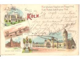 KOLN- KOLIN + NÁDRAŽÍ = LITOGRAFIE =NĚMECKO=rok1896*a==1234