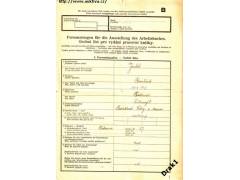 1942 Osobní list pro vydání pracovní knížky, celkem 4 strany