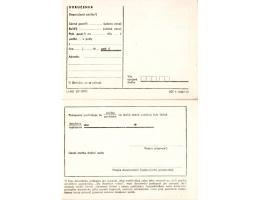 Poštovní formulář Doručenka tuzemsko 11-061 (IV-1977) JČT 1-