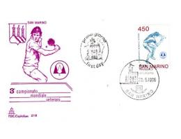 San Marino 1986 Stolní tenis MS veteránů, Michel č.1343 FDC