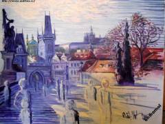 Richard Knot: Z Karlova mostu - Olej na plátnu