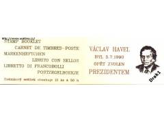 Známkový sešitek Václav Havel 1990 druhá volba prezidentem