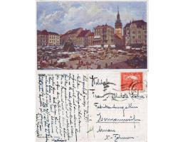 Brno 1920 Kaiser Wilhelmplatz (Zelný trh), pohlednice barevn