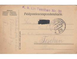 FELDPOST=Z BOJIŠTĚ do TESCHEN =TĚŠÍN  /rok1916*c2826