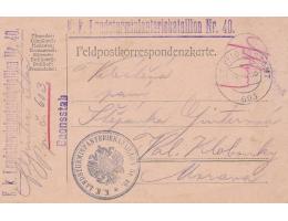 FELDPOST=z BOJIŠTĚ do VALAŠSKÉ KLOBOUKY /rok1916*c2848