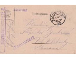 FELDPOST=z BOJIŠTĚ do VALAŠSKÉ KLOBOUKY /rok1917*c2852