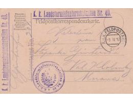 FELDPOST=z BOJIŠTĚ do VALAŠSKÉ KLOBOUKY /rok1917*c2854