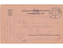 FELDPOST=z BOJIŠTĚ do PROSTĚJOVA /rok1917*c2859