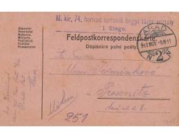 FELDPOST=z BOJIŠTĚ do PROSTĚJOVA /rok1917*c2861