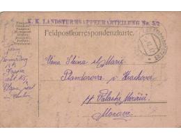 FELDPOST=z BOJIŠTĚ do HRACHOVEC /VAL.MEZIŘÍČÍ/rok1917*c2880