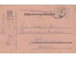 FELDPOST=z BOJIŠTĚ do VAL.MEZIŘÍČÍ/rok1918*c2882