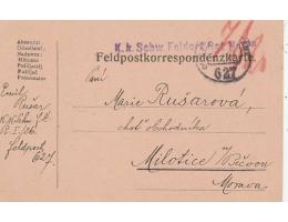 FELDPOST=z BOJIŠTĚ do MILOTICE n.B/ HRANICE/rok1918*c2886