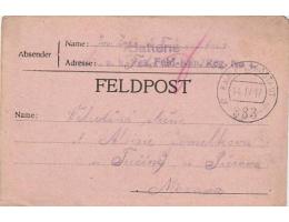 FELDPOST=z BOJIŠTĚ do TUČÍNA /PŘEROV  /rok1917*c2905