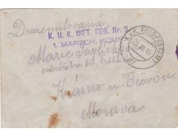 FELDPOST=z BOJIŠTĚ do KRASNO n.B/VAL.MEZIŘÍČÍ /rok1915*c2907