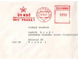 1987 Praha 015 VO ÚV KSČ, náb. L. Svobody, prošlé poštou