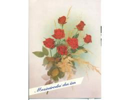Příležitostné razítko Milostín Valentýn pohled MDŽ květiny