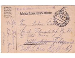 FELDPOST DO=ZUBŘÍ U ROŽNOVA+KRÁSNO=rok1916*c12976