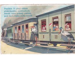 VLAK= PTÁK ČLOVĚK=LITOGRAFIE =rok1900*kc15809