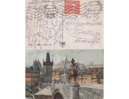 Praha Karlův most barevná pohlednice SR Praha 1 1919 se znám