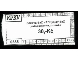 KPKV - vlaková jízdenka Sázava - Přibyslav