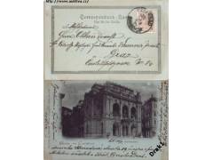 Karlovy Vary 1896 Grus aus Karlsbad, Stadttheater, pohlednic