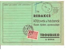REKLAMA KŘÍŽOVKY + DOPLATIT / TROUBSKO / 1941*ky254