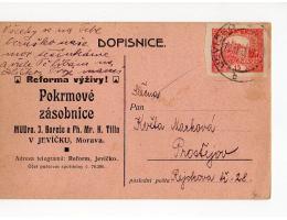 firemní dopisnice,raz.Jevíčko r.1919,prošlá,O9/462