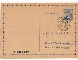 dopisnice CDV76 ,tiskopis,raz.Praha r.1946,prošlá,O9/473