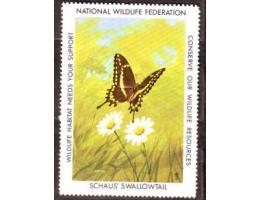 1980 USA Natiomal Wildlife Federation, motýl, nálepka (zálep