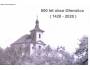 Pohled Dřemčice, kostel, R nálepka 600 let obce - reprodukce