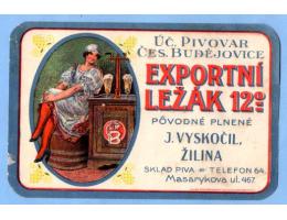 České Budějovice Exportní ležák 12° J.Vyskočil Žilinachovice
