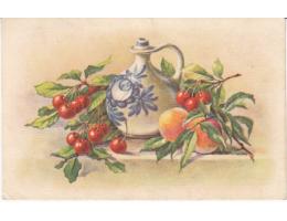 R.K. Pavlík - akvarel - ovoce, váza