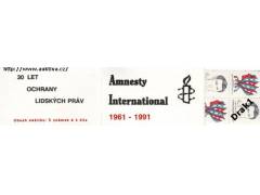 Amnesty international 1961-1991 Známkový sešitek černá červ